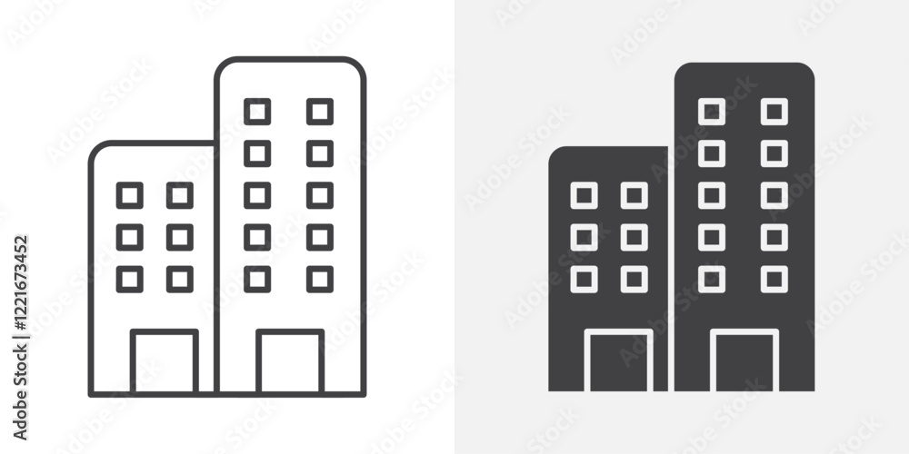 Poster building icon outline vector sign