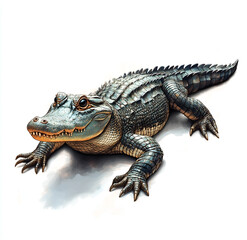 Obraz premium vector illustration of an alligator, full-body view, on a white background with margins