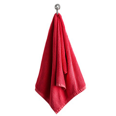 PNG Luxury Bathroom Towel Hanging on Chrome Hook Against Transparent Background