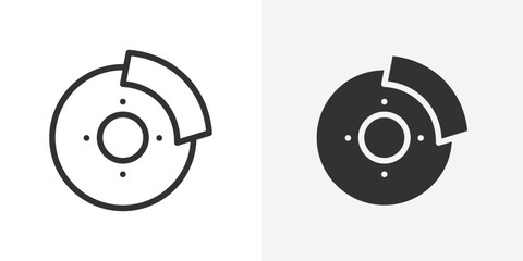 Car brake disk with caliper icon Outline vector sign