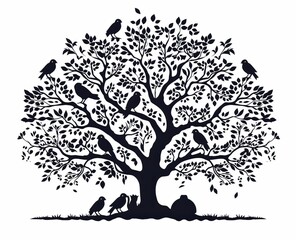 Family Tree Clip Art in Black and White