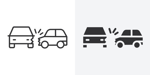 car side crash icon Outline vector sign