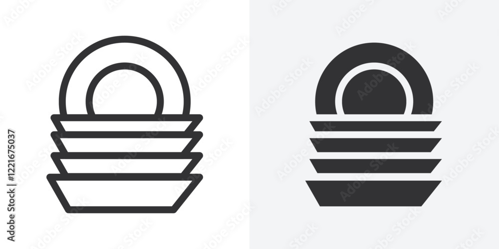 Poster clean stack plates icon outline vector sign