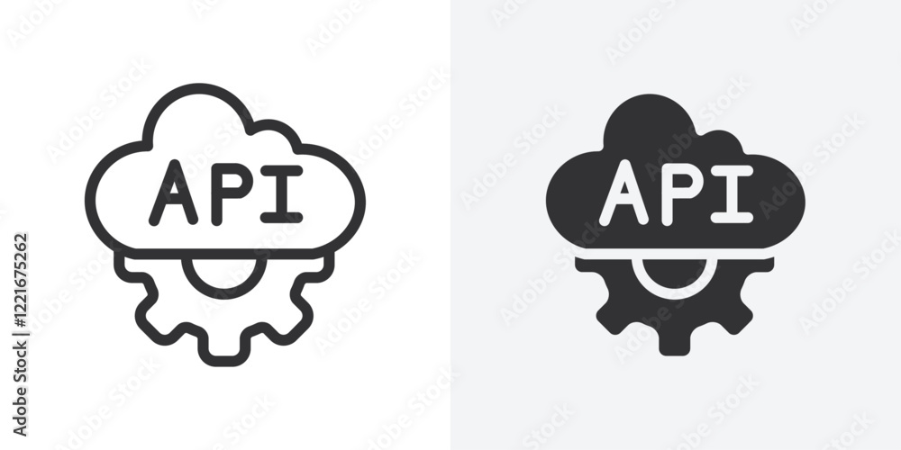 Poster Cloud API icon Outline vector sign