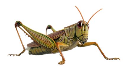 Grasshopper Close-up: A detailed close-up of a grasshopper, showcasing its vibrant green and brown coloration, prominent antennae, and intricate wing patterns. The subject is captured in sharp focus.