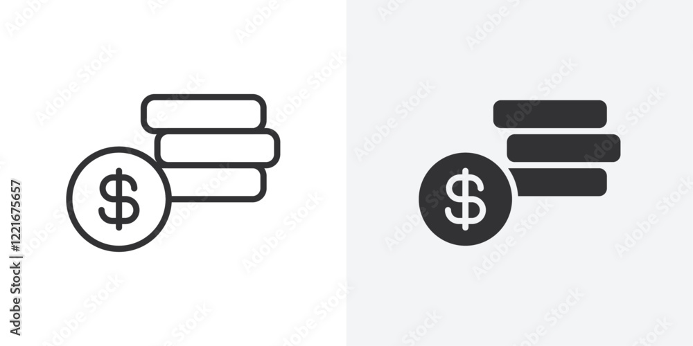 Poster coin stack icon outline vector sign