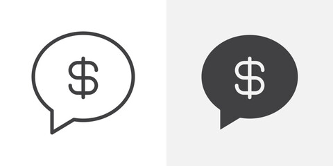 Comment dollar icon Outline vector sign