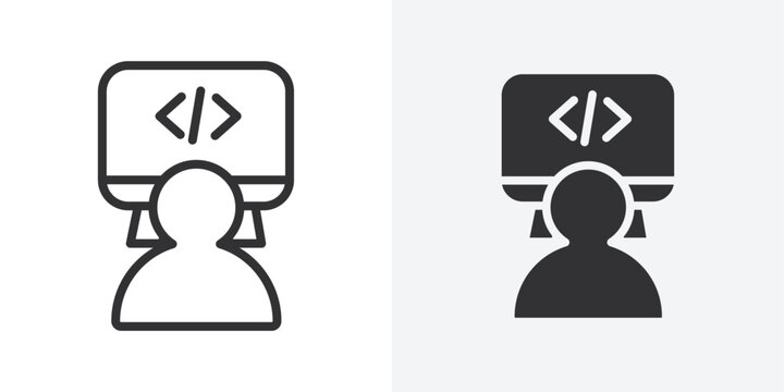 coding icon Outline vector sign