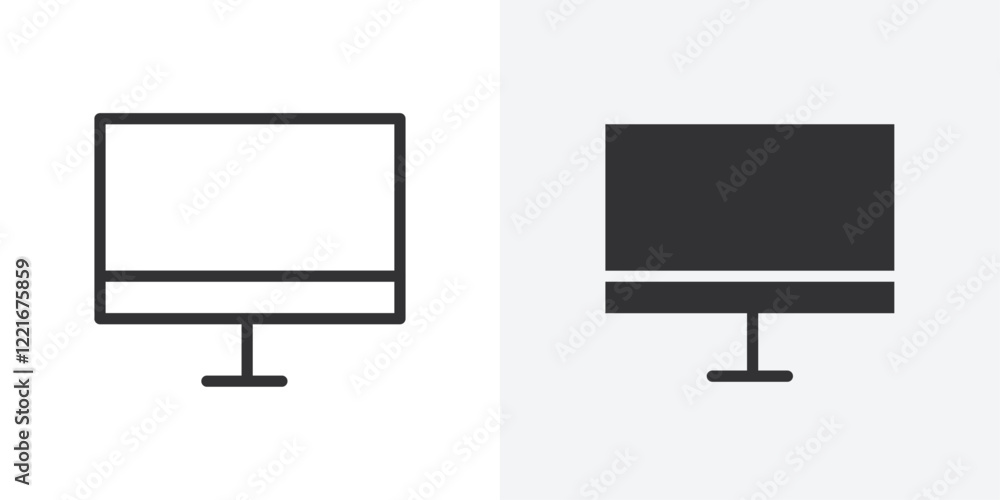 Poster computer monitor icon outline vector sign