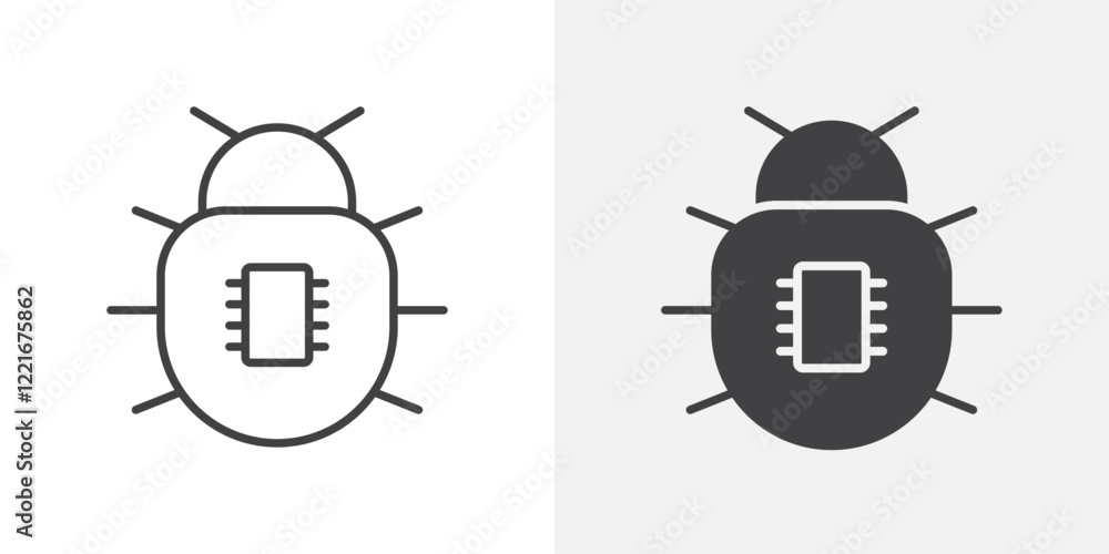 Poster Computer bug icon Outline vector sign