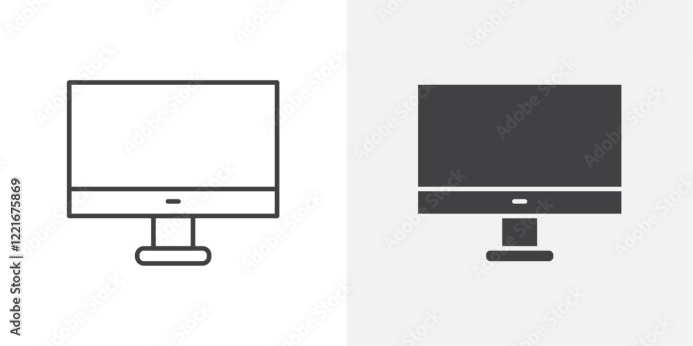 Poster computer screen icon outline vector sign