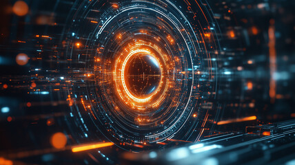 Abstract Glowing Rings Digital Background