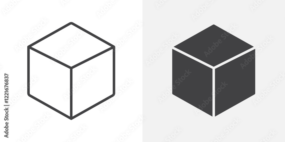 Poster cube icon outline vector sign