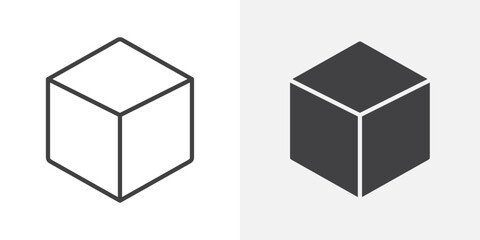 Cube icon Outline vector sign