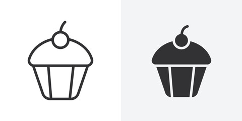 Cupcake icon Outline vector sign