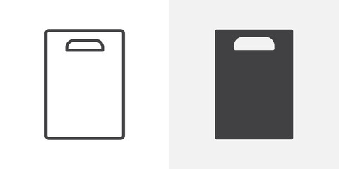 Cutting board with knife Outline vector sign