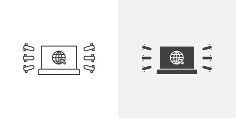 DDOS icon Outline vector sign