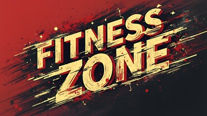 Fitness zone grunge banner poster. Fitness zone words written text grungy background. Comics book cartoon style illustration
