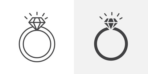 Diamond ring icon Outline vector sign