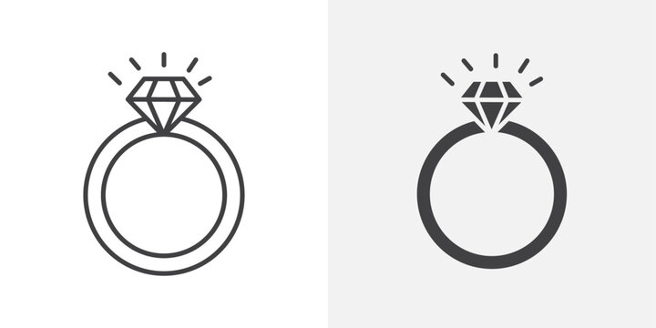 Diamond ring icon Outline vector sign