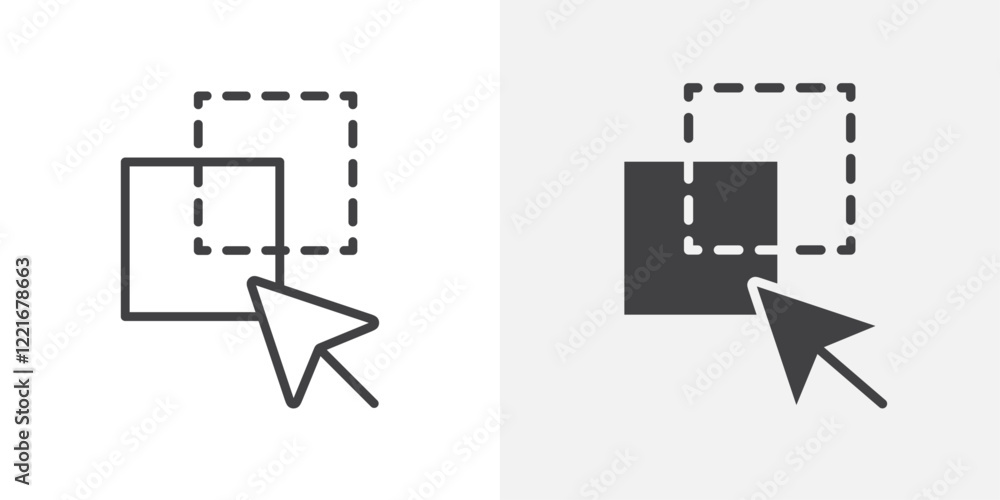 Poster drag and drop icon outline vector sign