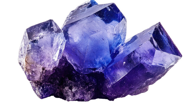 Blue Zoisite Crystal Cluster: A captivating cluster of blue zoisite crystals, showcasing vibrant hues of deep blue and purple, with intricate geometric formations.
