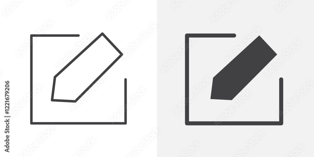 Poster edit button icon outline vector sign