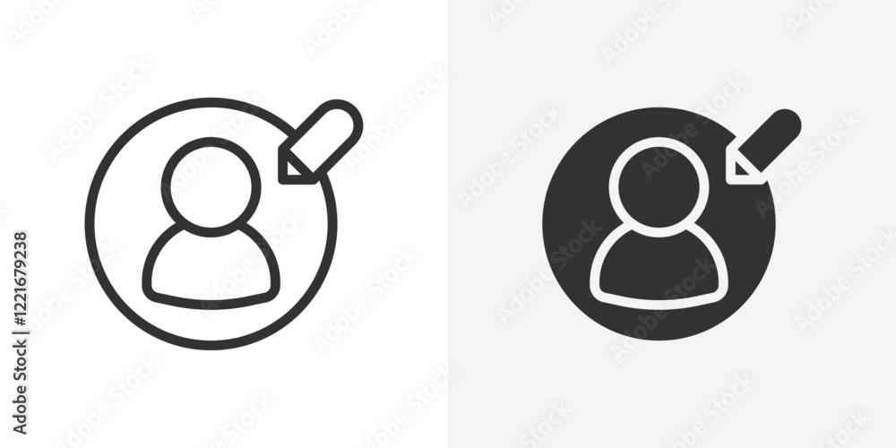 Poster edit user icon outline vector sign