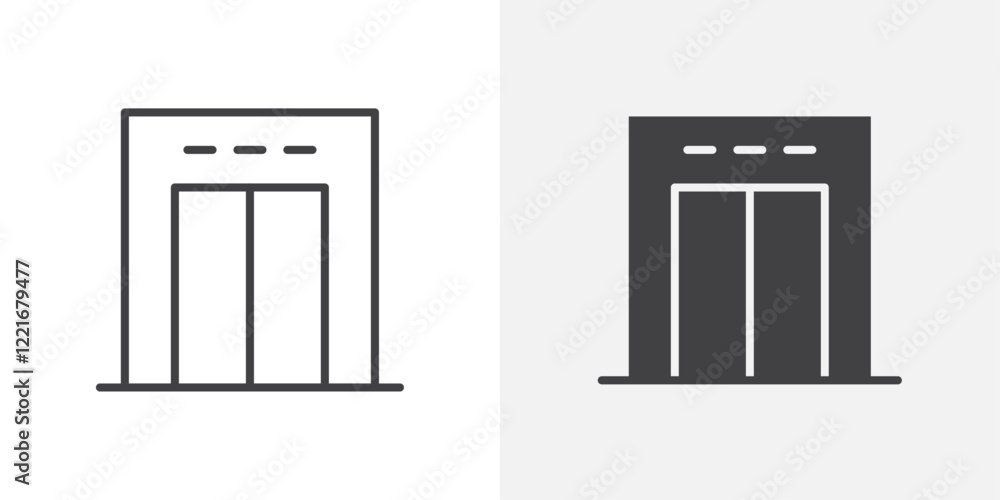 Poster elevator icon outline vector sign