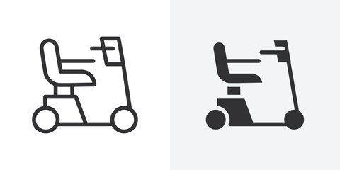Electric wheelchair scooter icon Outline vector sign