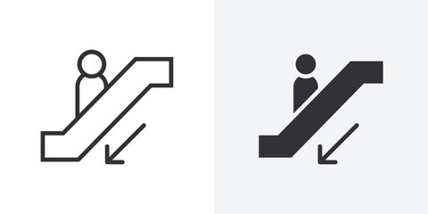 Escalator down icon Outline vector sign