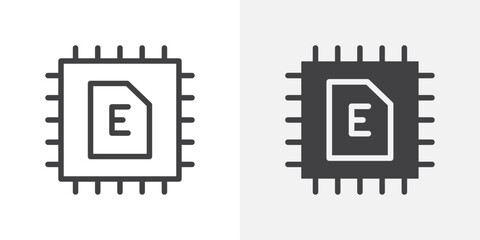 eSim icon Outline vector sign