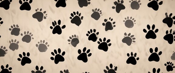 Canine Vector Artwork - Paw Print Pattern Background, canine design, vector art