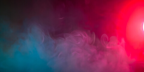 Vibrant colored light and swirling smoke create a dynamic, atmospheric background. Perfect for abstract, concert, party, or creative design themes