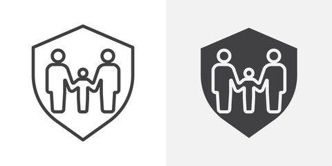 Family insurance icon Outline vector sign