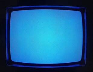 Vintage CRT tv with blue screen showing static noise. Old tube tv displays static. No signal. Isolated black background. Retro tech. Vintage tech display. No signal. Image captures analog era tech.