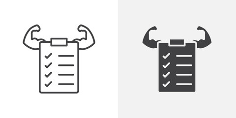 Fitness plan icon Outline vector sign