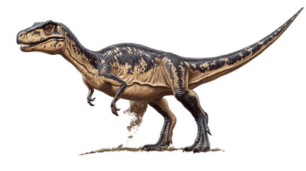 Fototapeta premium Tyrannosaurus Rex Illustration: A detailed illustration of a Tyrannosaurus Rex, showcasing its powerful build, sharp teeth, and scaly skin. The image is set against a neutral background. 