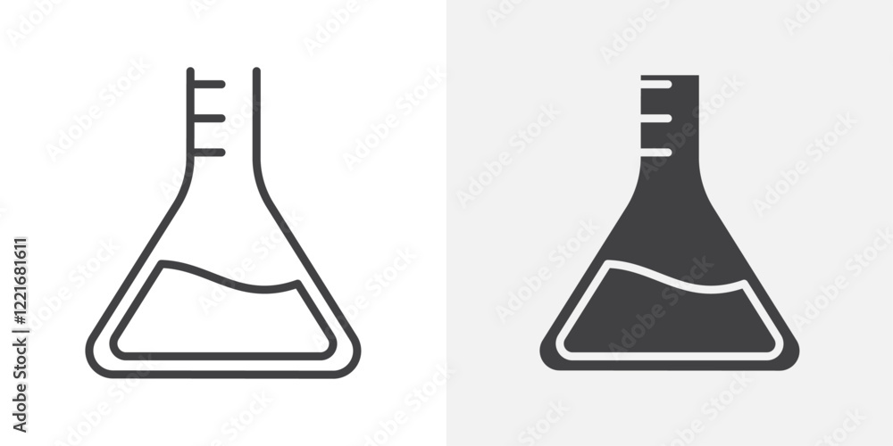 Poster flask icon outline vector sign