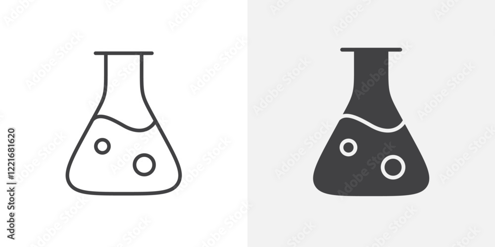 Poster flask icon outline vector sign