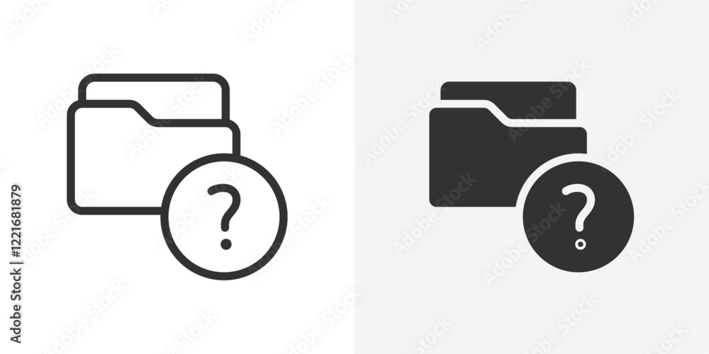 Poster folder with questionmark icon outline vector sign