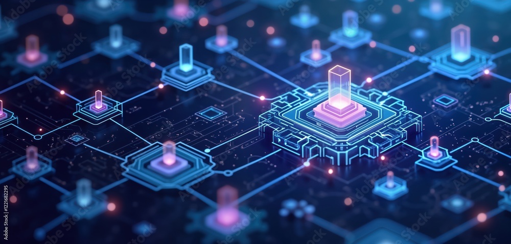 Aufkleber abstract isometric grid design shows complex network of interconnected geometric shapes in shades of