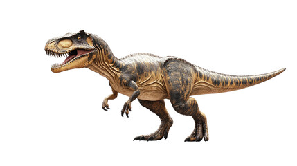Obraz premium Tyrannosaurus Rex: A fearsome Tyrannosaurus Rex dinosaur, with its distinctive large teeth and powerful legs, stands menacingly, ready to strike.