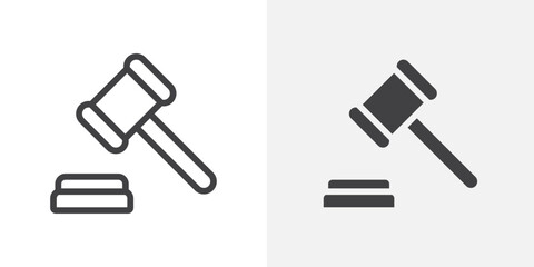 Gavel icon Outline vector sign