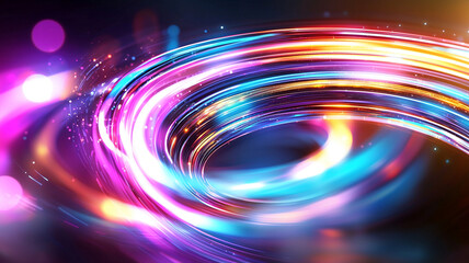 Obraz premium Vibrant Swirling Light Trails An Abstract Dynamic Composition with Pink, Purple, Blue, and Orange Hues