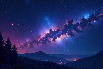 Cosmic Night Sky with Shooting Stars, space, galaxy, night