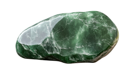 Fototapeta premium Emerald Green Nephrite Jade Stone: A mesmerizing emerald green Nephrite jade stone, with a unique, intricate pattern and glossy texture, radiates a serene beauty.