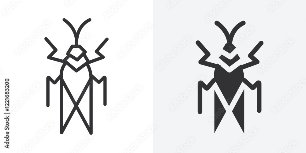 Poster grasshopper icon outline vector sign