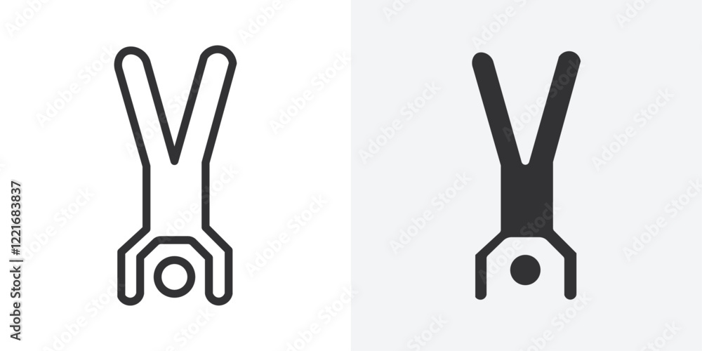 Poster handstand exercise icon Outline vector sign