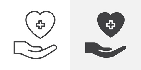 Health insurance icon Outline vector sign